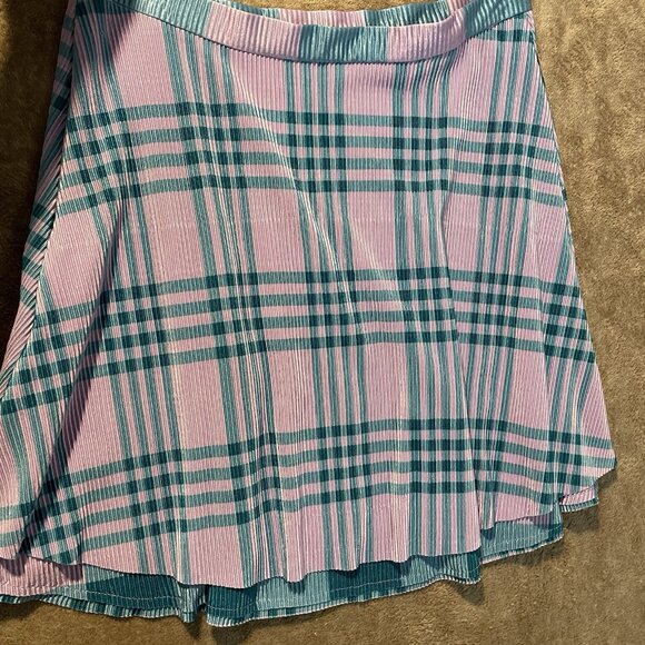 Urban Outfitters Skirt Womens Medium Mini Plaid Pink Turquoise Preppy Flowy - Picture 3 of 6